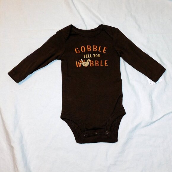 Baby First Thanksgiving Outfit Bib 3 Pce Pants Gobble Unisex Turkey NEW - Picture 2 of 4